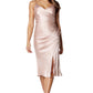 Blair V Neck Strap Midi Dress with Thigh Split