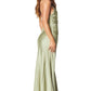 Jarlo green satin maxi dress with cami straps