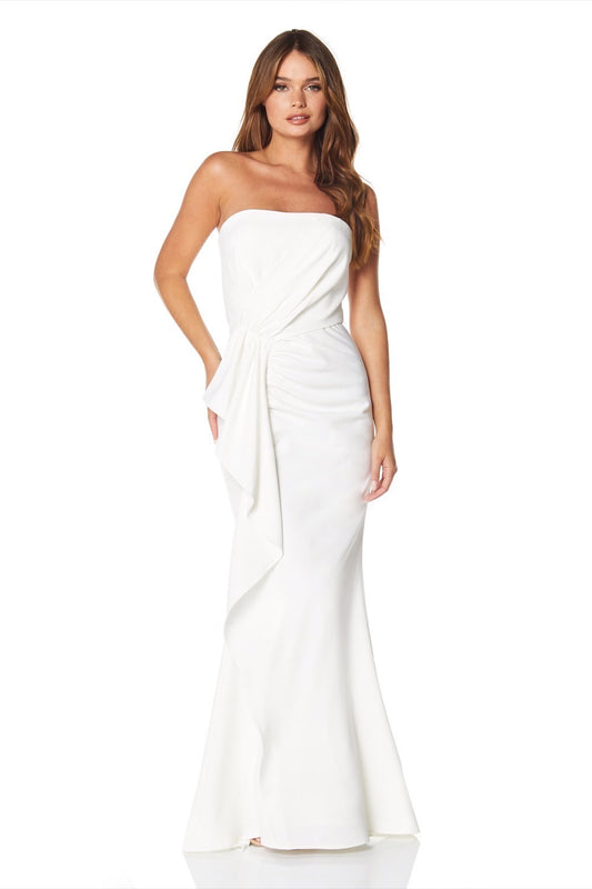 Maple Strapless Fishtail Maxi Dress with Drape Detail and Train