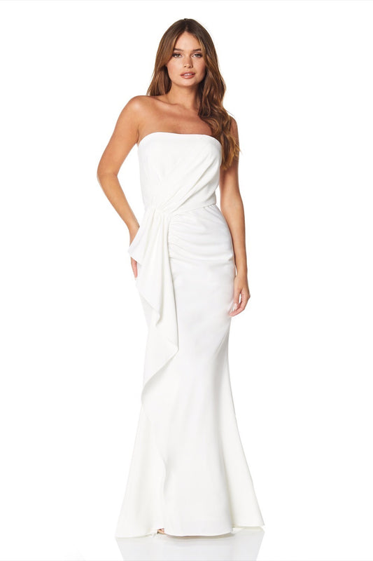 Maple Strapless Fishtail Maxi Dress with Drape Detail and Train