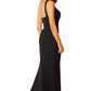 Jarlo Quinn one shoulder fishtail black maxi dress with pleat detail