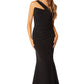 Jarlo Quinn one shoulder fishtail black maxi dress with pleat detail