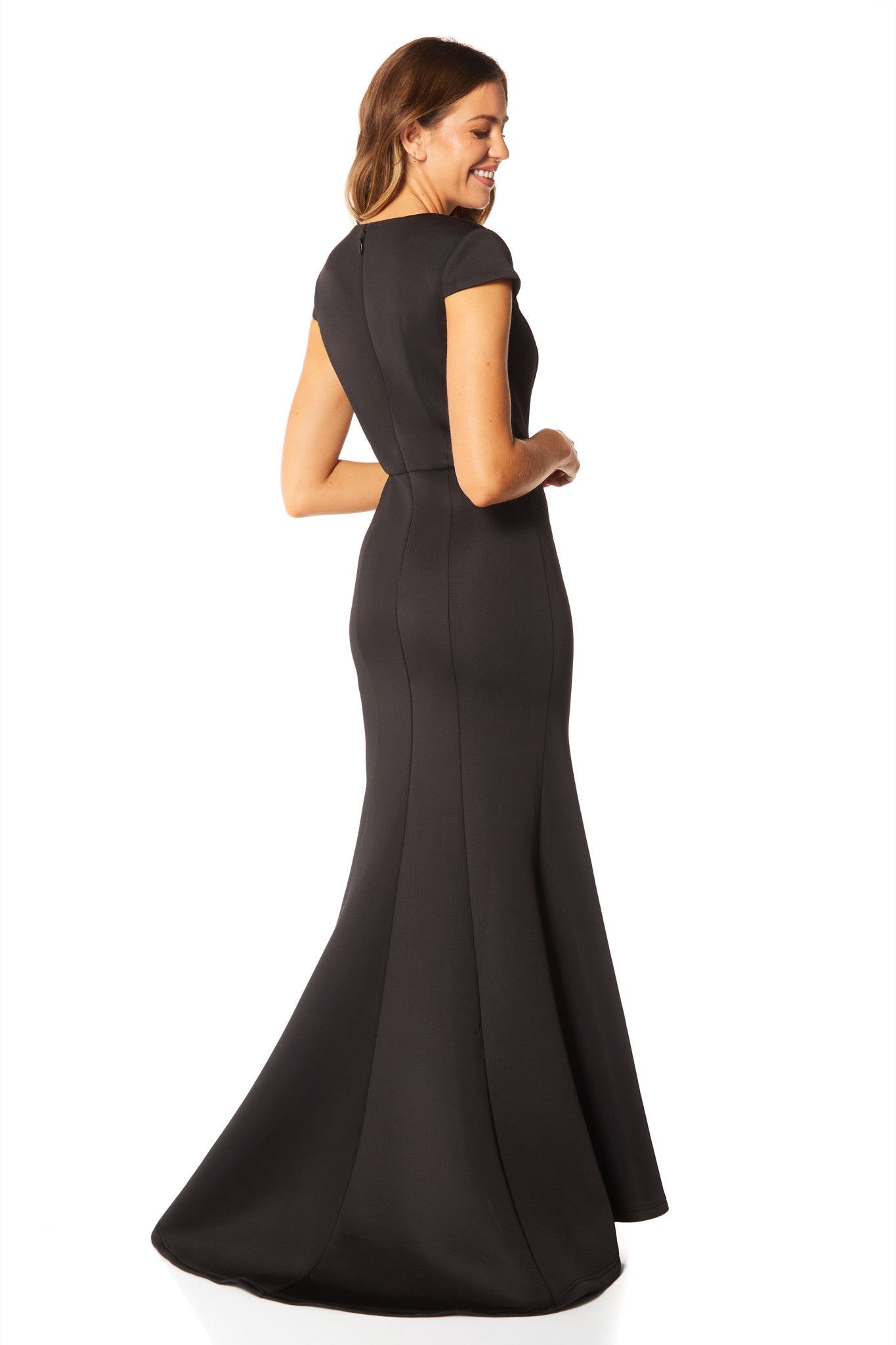 Jarlo Moxxi V neck black scuba maxi dress