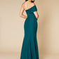 Jarlo Zoya off shoulder fishtail green maxi dress with train