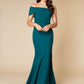 Jarlo Zoya off shoulder fishtail green maxi dress with train