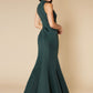 Jarlo green fishtail maxi dress with teardrop cut out detail