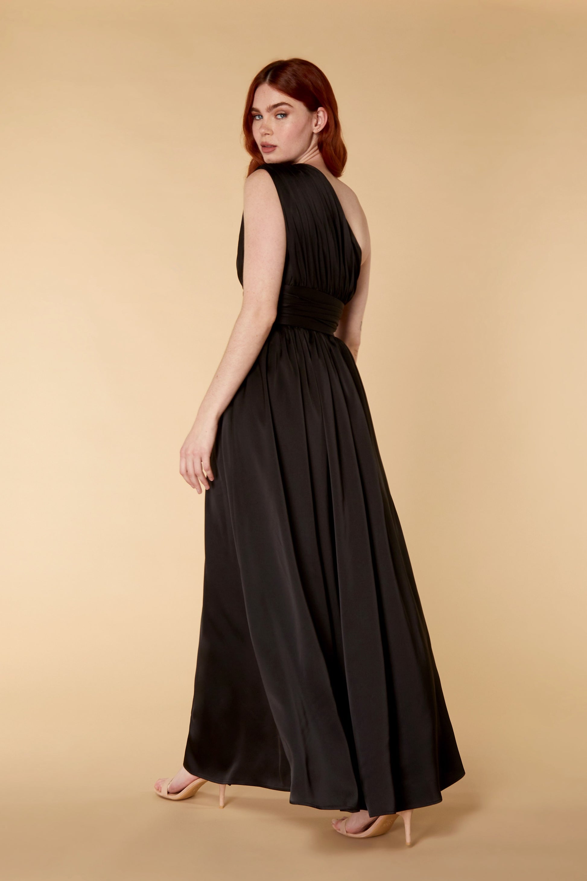 Jarlo black one shoulder maxi dress with cut out detail