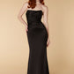 Jarlo Lisa strapless black satin maxi with train