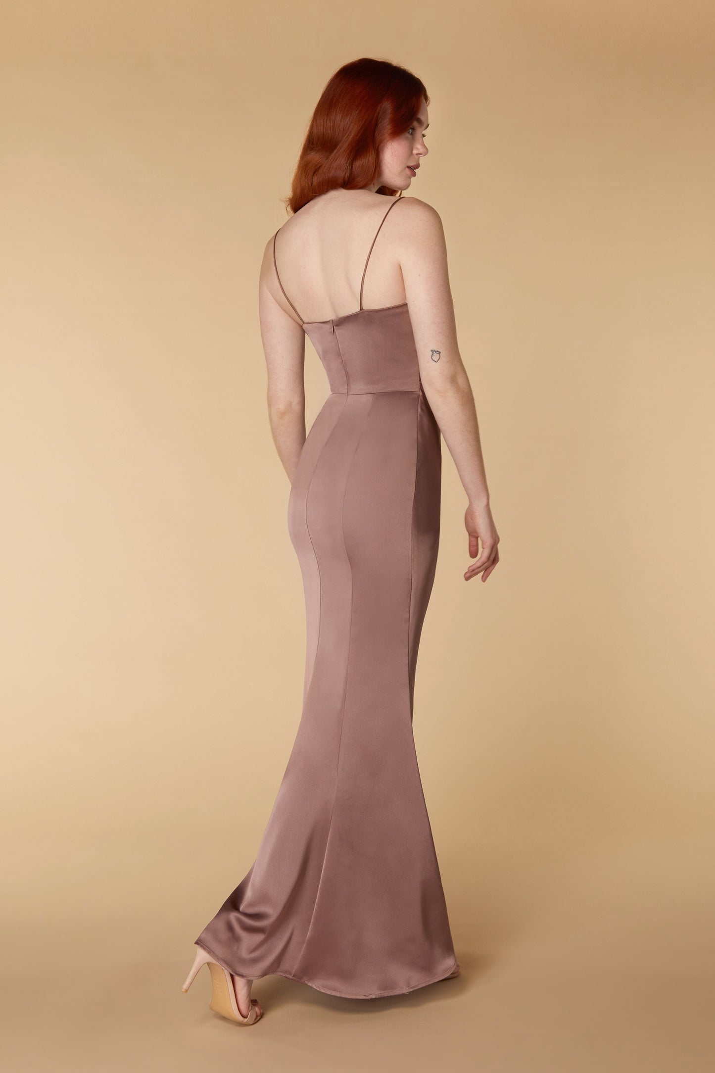 Emma V Neck Strap Maxi Dress with Ruched Bodice Detail