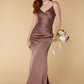 Emma V Neck Strap Maxi Dress with Ruched Bodice Detail