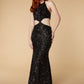 Gloria Sequin Fishtail Maxi Dress with Cut Out Detail