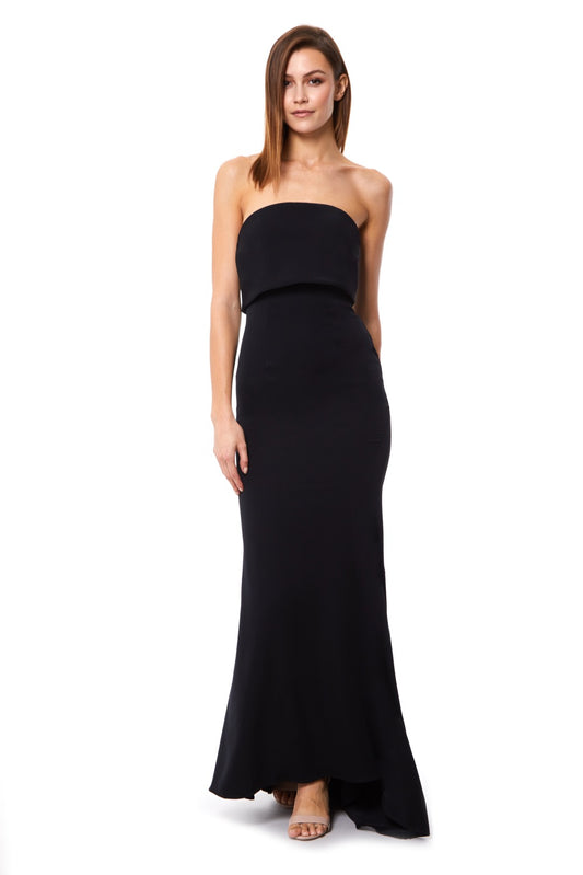 Jarlo black strapless maxi dress with bust overlay