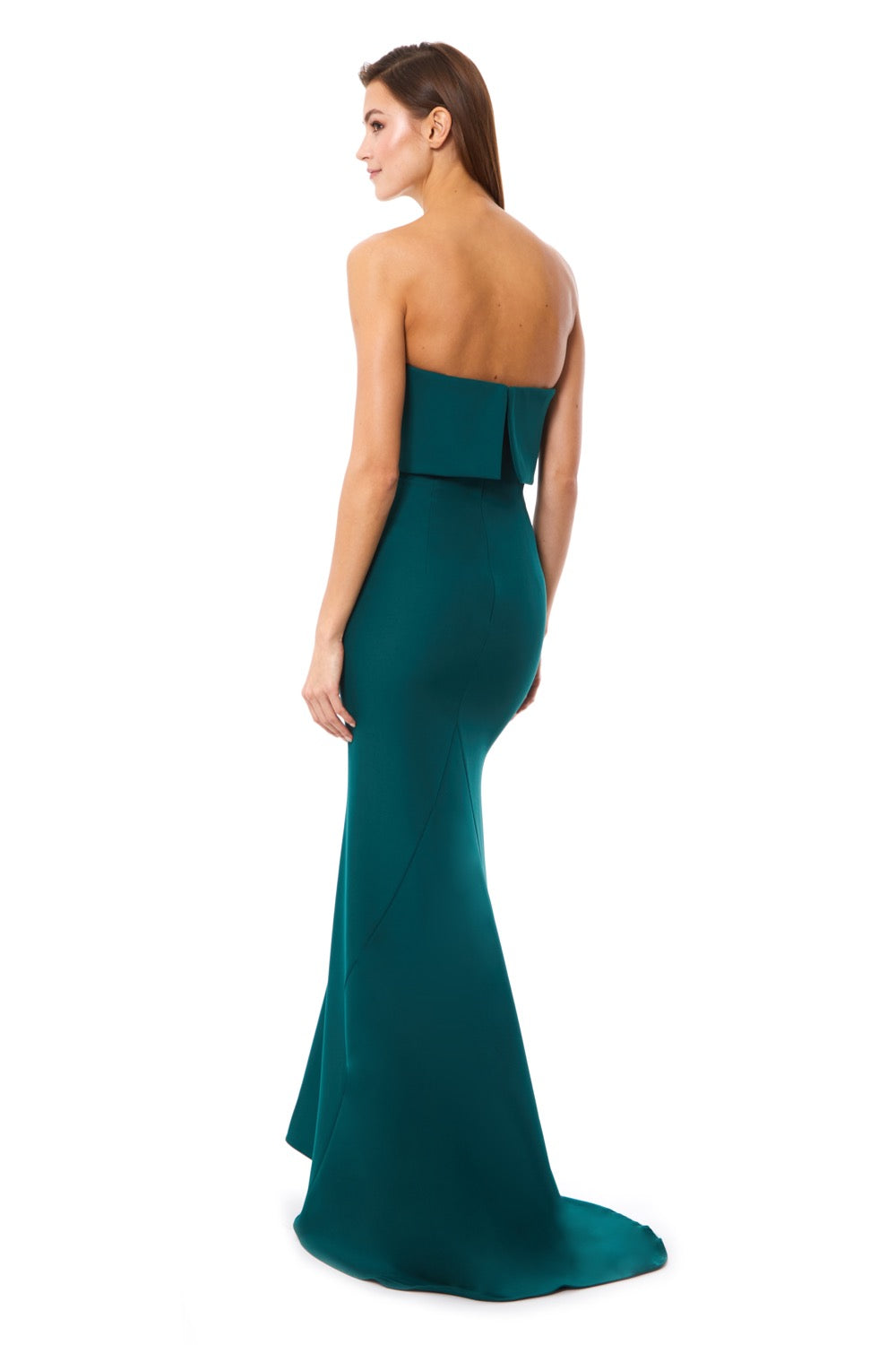 Jarlo green strapless maxi dress with bust overlay
