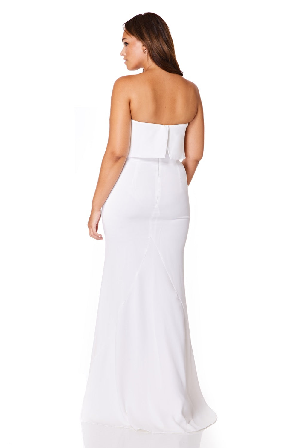 Jarlo ivory strapless maxi dress with bust overlay