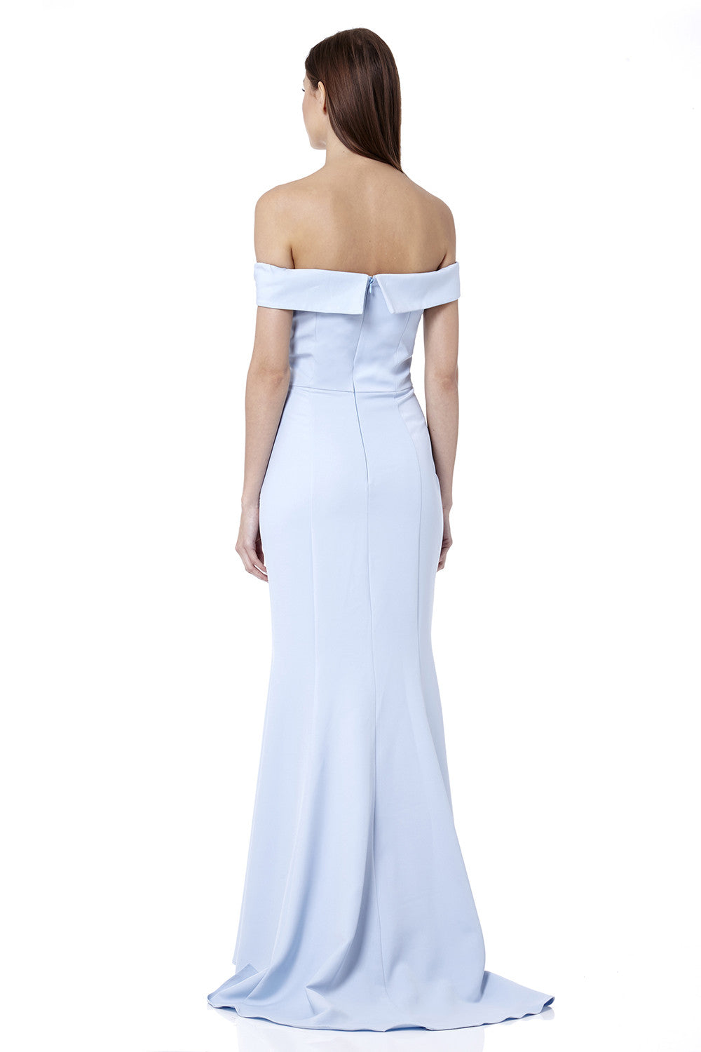 Jarlo blue bardot fishtail maxi dress