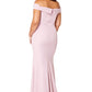 Jarlo pink bardot fishtail maxi dress with thigh split and train