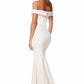 Bella Bardot Maxi Dress With Thigh Split And Train