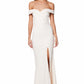 Bella Bardot Maxi Dress With Thigh Split And Train