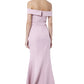 Jarlo pink bardot fishtail maxi dress with thigh split and train