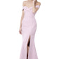 Jarlo pink bardot fishtail maxi dress with thigh split and train