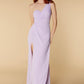 Olani One Shoulder Fishtail Maxi Dress with Ruched Bodice Detail