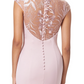 Masa Fishtail Maxi Dress with Lace Cap Sleeves and Embroidered Button Back