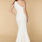 Jarlo Zaria one shoulder fishtail ivory maxi with cut out detail